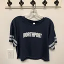 Northport Striped Cropped Navy Tee Shirt