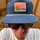 Navy Hat with Embroidered Patch