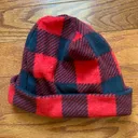 Plaid bright red/black fleece hat