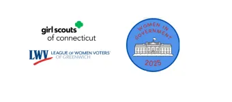 Greenwich Girl Scouts and LWV Greenwich co-present Women in Government (4/6/25) banner