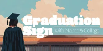 Graduation Signs with Name & College banner