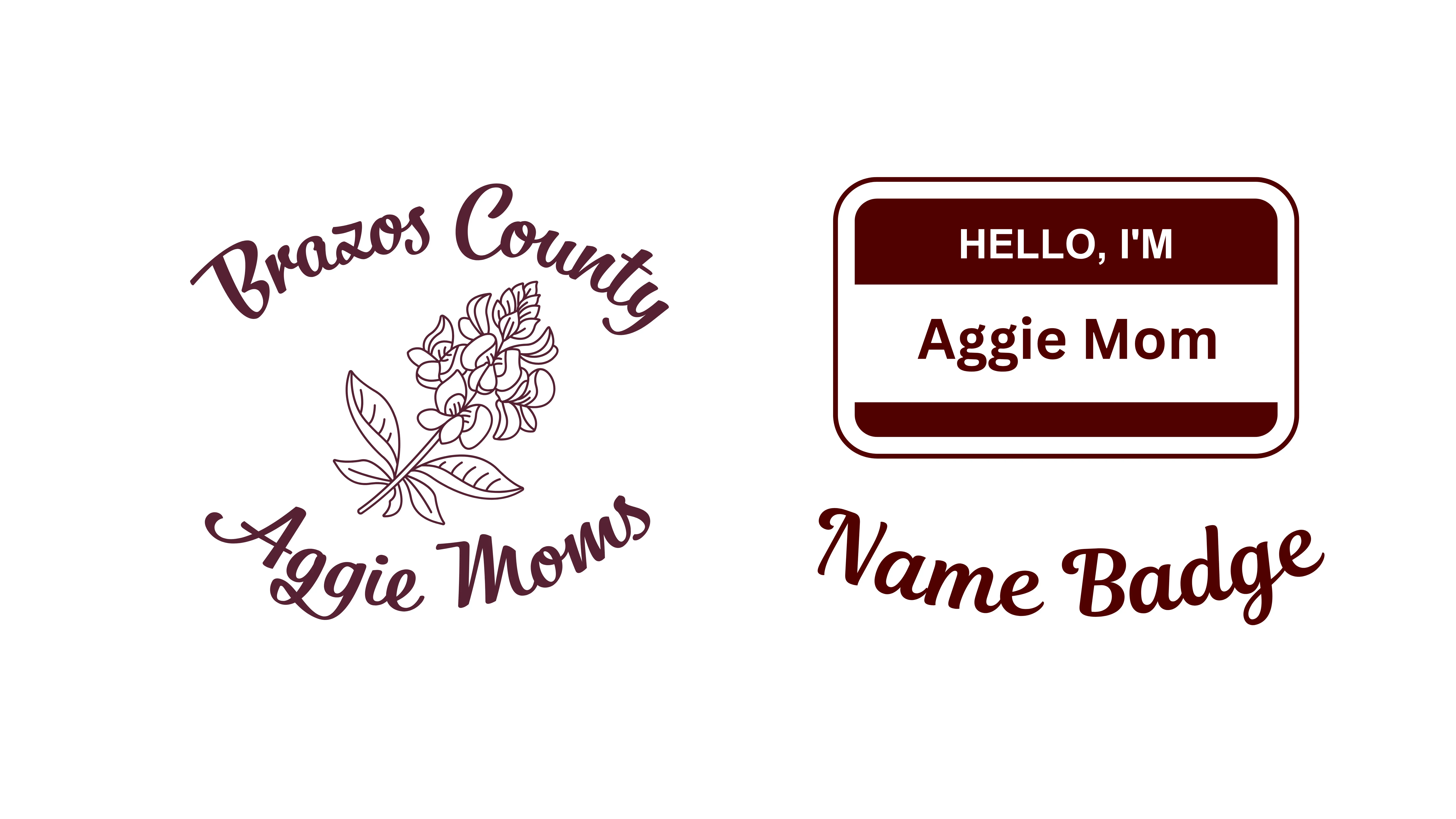 Brazos County Aggie Moms Name Badge banner