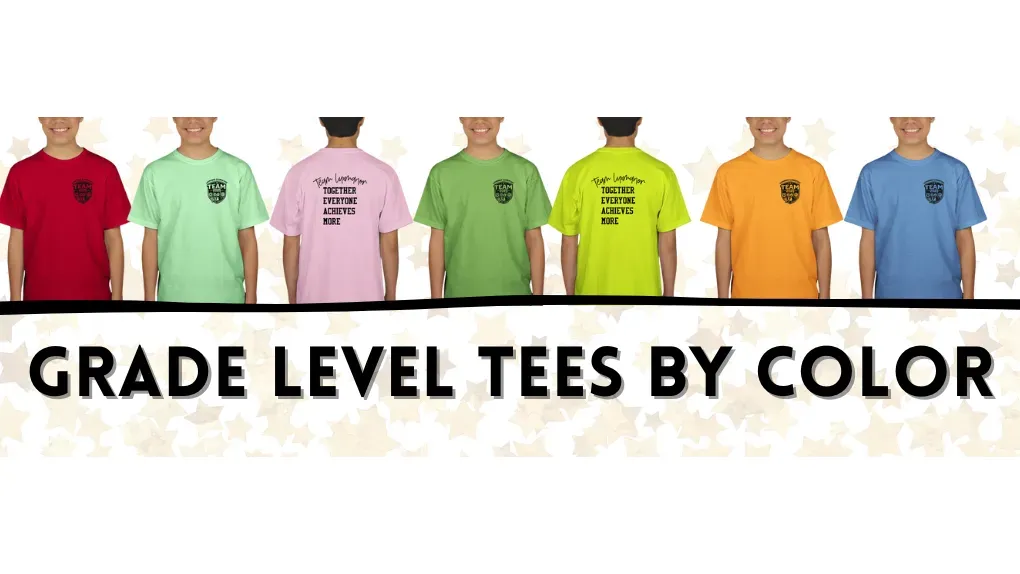 Grade Level Tees by Color banner